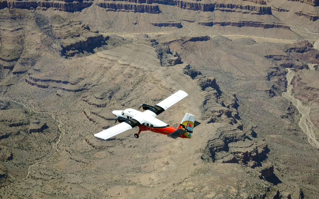 70- min Las Vegas to Grand Canyon West Airplane Tour with Helicopter Canyon Floor Landing & Pontoon Boat Ride Image 3