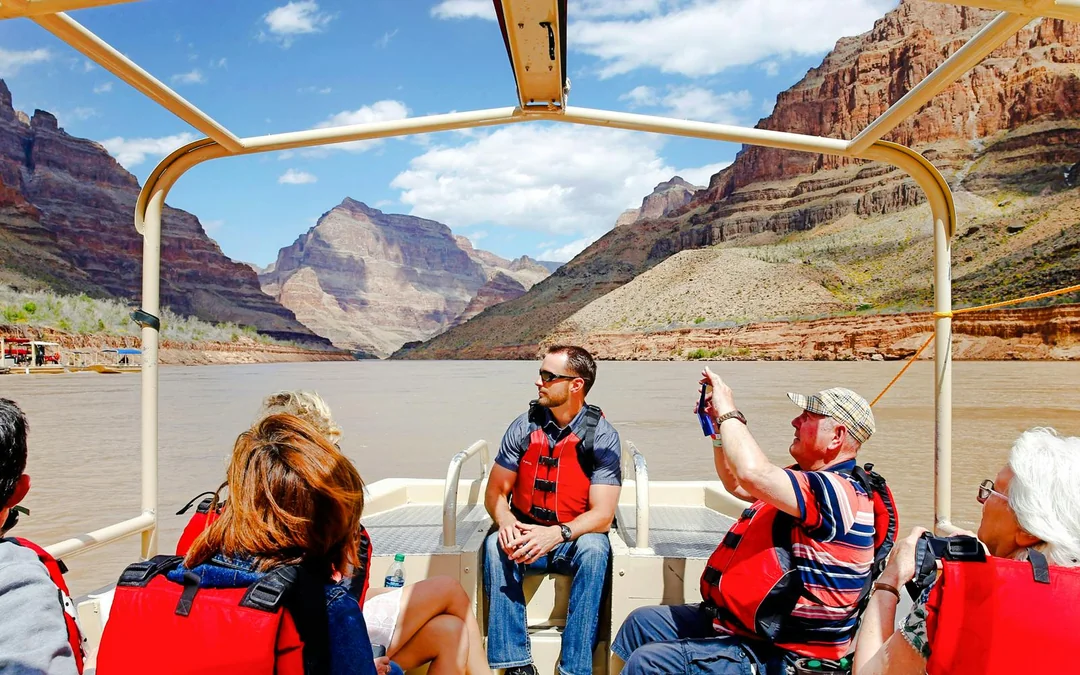 70- min Las Vegas to Grand Canyon West Airplane Tour with Helicopter Canyon Floor Landing & Pontoon Boat Ride Image 5