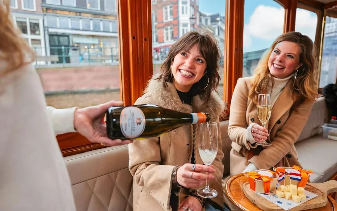 Amsterdam: 1-Hour Luxury Romantic Saloon Boat Cruise with Bubbles & Bites Image 2