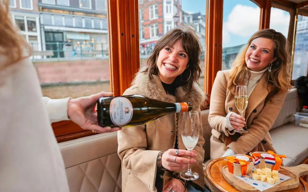 Amsterdam: 1-Hour Luxury Romantic Saloon Boat Cruise with Bubbles & Bites Image 2