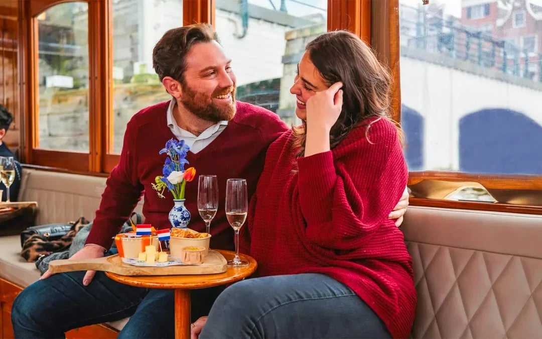 Amsterdam: 1-Hour Luxury Romantic Saloon Boat Cruise with Bubbles & Bites Image 6