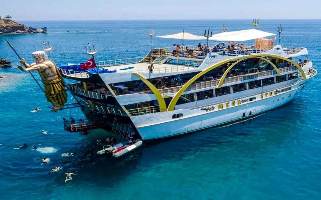 Antalya Mega Yacht Cruise to Kemer Coast with Lunch and Hotel Transfers Image 1