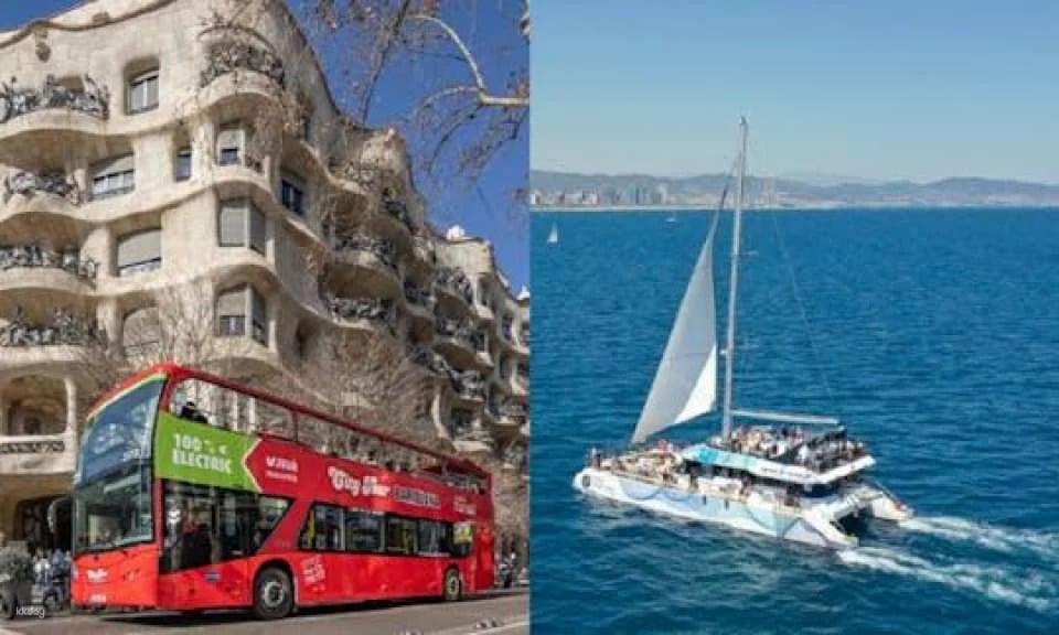 Barcelona hop-on hop-off bus tour with catamaran cruise