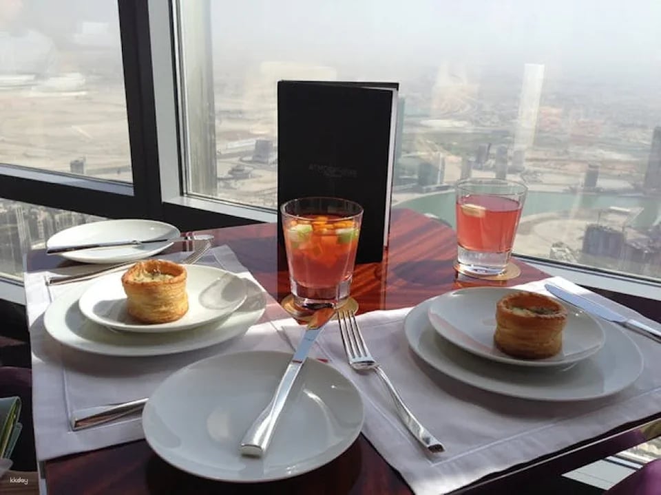 Burj Khalifa Atmosphere Restaurant dining and Dubai by night