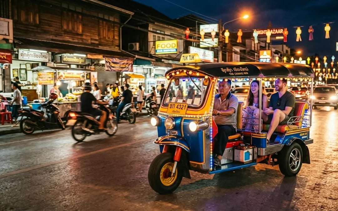 Chiang Mai Night Tuk-Tuk Tour: Temples and Night Market with Street-Food Tasting Image 11