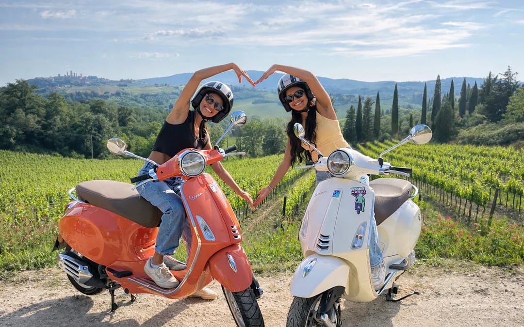 Chianti Vespa Tour with Vernaccia Wine Tasting and Winery Visit at Sunset Image 1