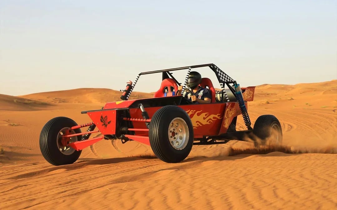 Combo: 15-Min Helicopter Tour of Dubai &  Red Dunes Desert Safari with Bedouin Camp Experience Image 5