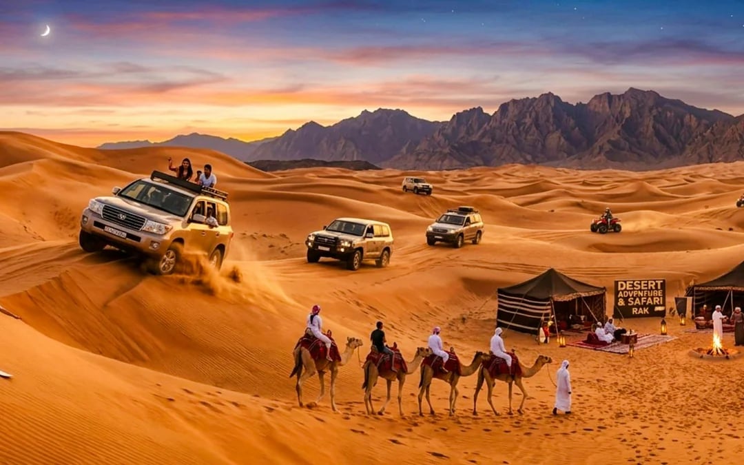 Dubai Red Dunes Desert Safari with BBQ Dinner, Camel Ride, Sandboarding and Hotel Transfers Image 1