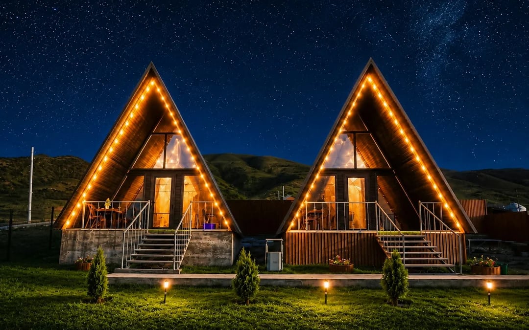 From Almaty: Private 2-Day Charyn Canyon, Kolsai & Kaindy Lakes Tour with A-Frame Cabin Stay Image 2