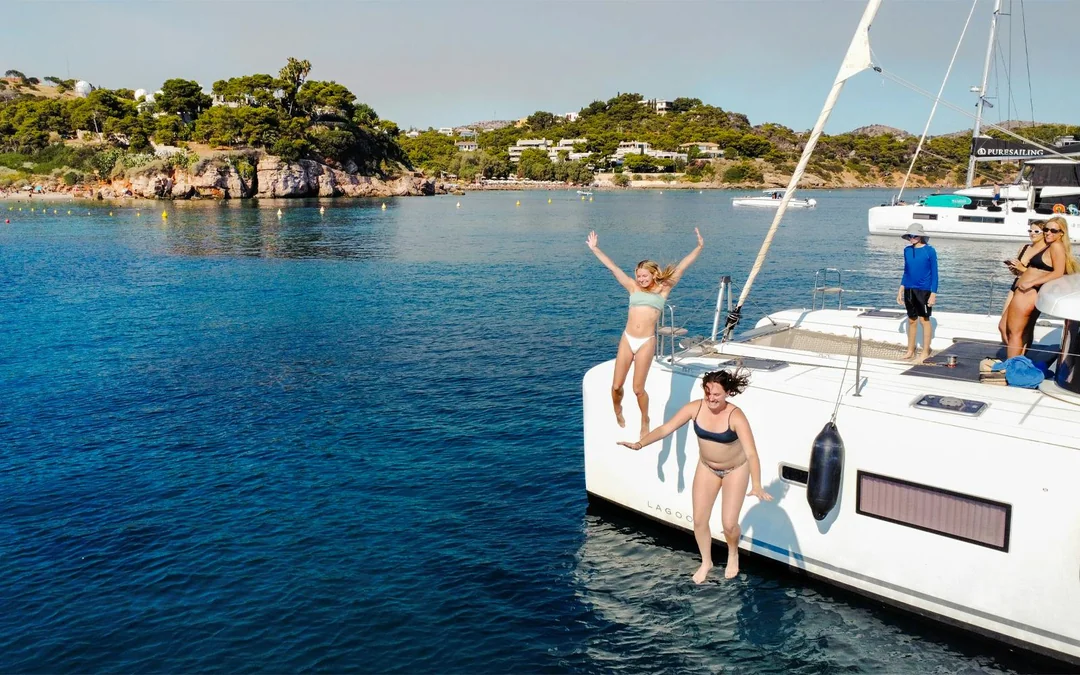 From Athens: Catamaran Cruise along Athens Riveria with Lunch & Wine Image 1