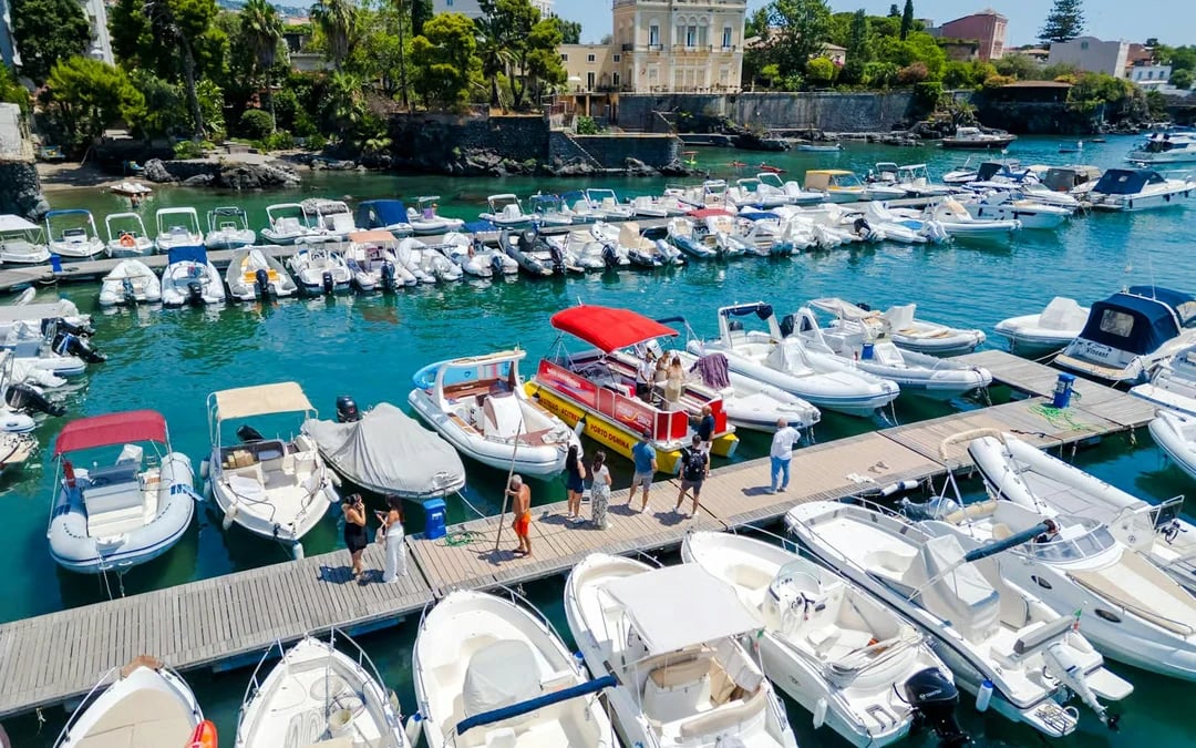 From Catania: Cyclops Coast Boat Tour with Welcome Aperitif and Swimming Stop Image 5