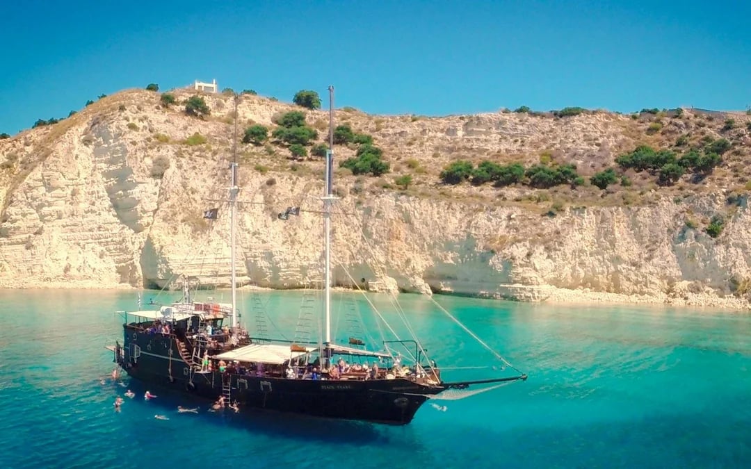 From Chania: Pirate Ship Cruise in Souda Bay with Swim Stops Image 1
