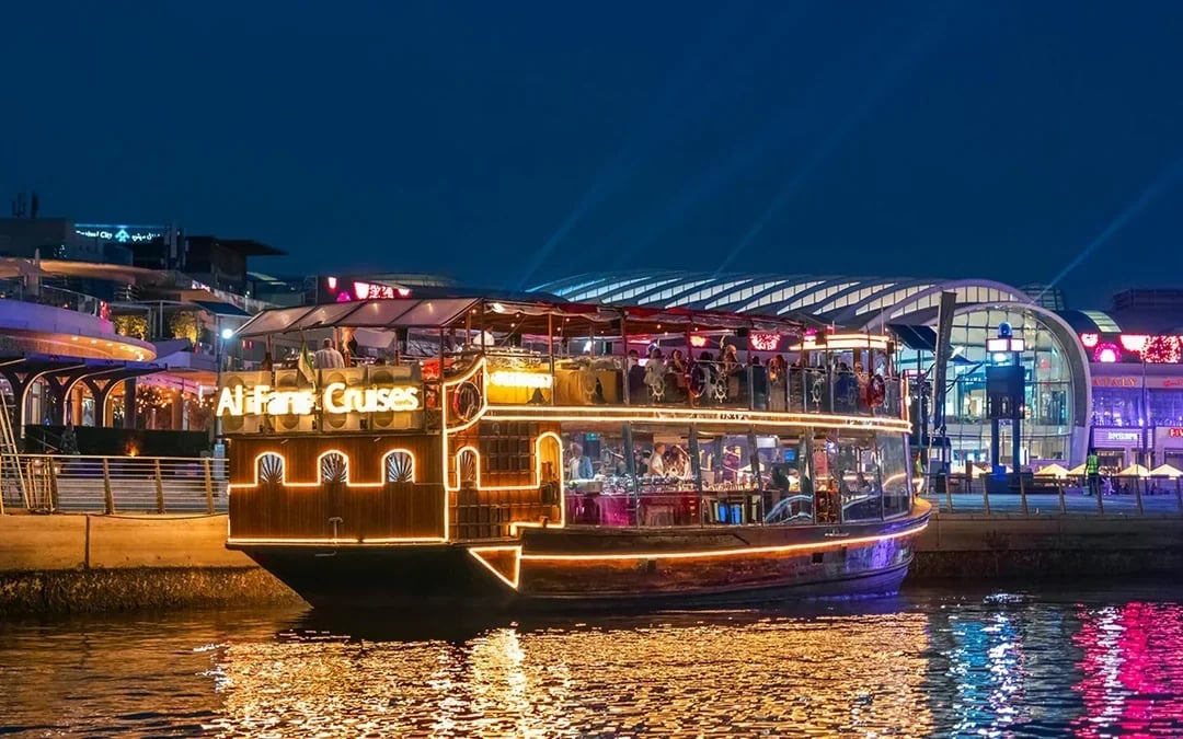 From Dubai Canal: 2-Hour Luxury Dhow Dinner Cruise with Dinner & Unlimited Drinks Image 1