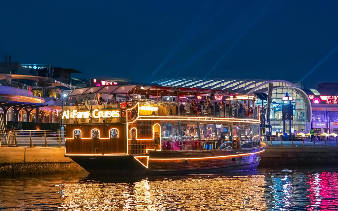 From Dubai Canal: 2-Hour Luxury Dhow Dinner Cruise with Dinner & Unlimited Drinks Image 1