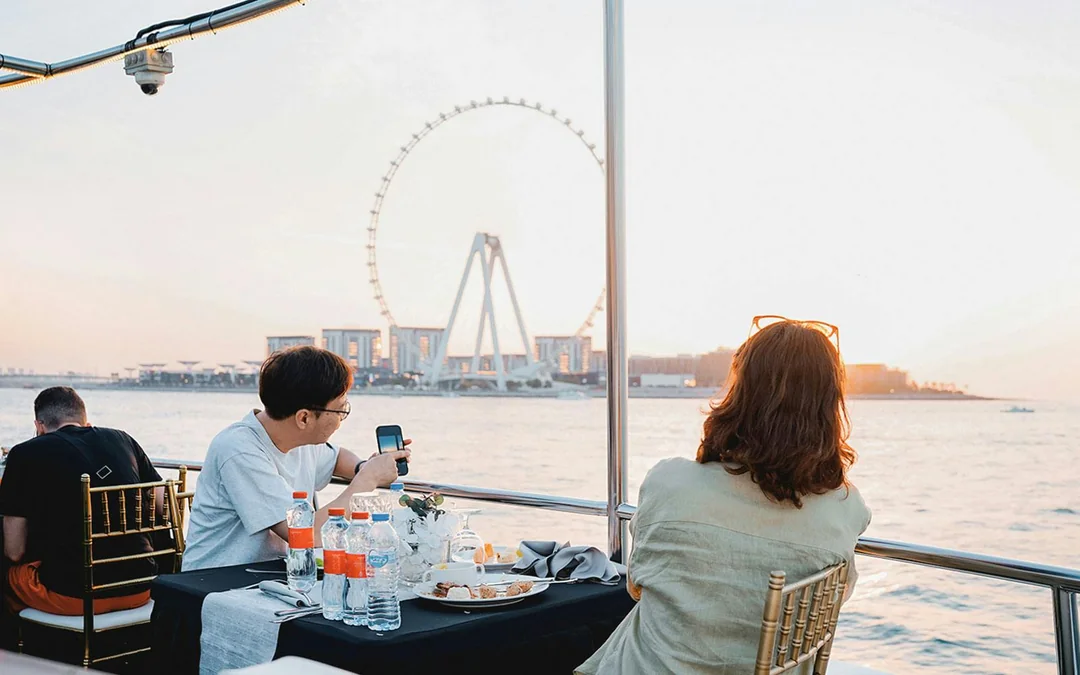 From Dubai Marina: 1.5-Hour Sunset/Dinner Cruise with Open Bar, Live Music & International Buffet Image 2