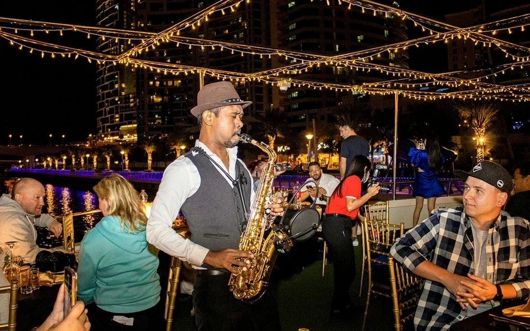 From Dubai Marina: 1.5-Hour Sunset/Dinner Cruise with Open Bar, Live Music & International Buffet Image 11