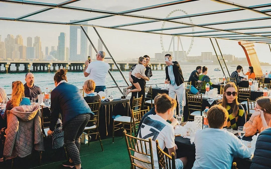 From Dubai Marina: 1.5-Hour Sunset/Dinner Cruise with Open Bar, Live Music & International Buffet Image 9
