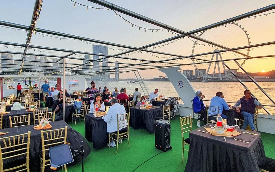 From Dubai Marina: 1.5-Hour Sunset/Dinner Cruise with Open Bar, Live Music & International Buffet Image 10