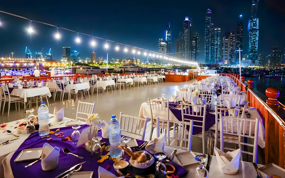 From Dubai Marina: 2-Hour Luxury Dhow Dinner Cruise with 5-Star Dinner, Entertainment & Unlimited Drinks Image 4