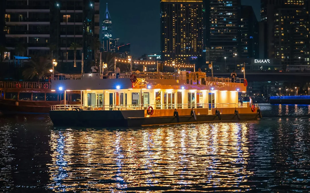 From Dubai Marina: Alexandra Sea Lounge Dhow Cruise with Dinner and Entertainment with Kids Go Free Offer Image 1