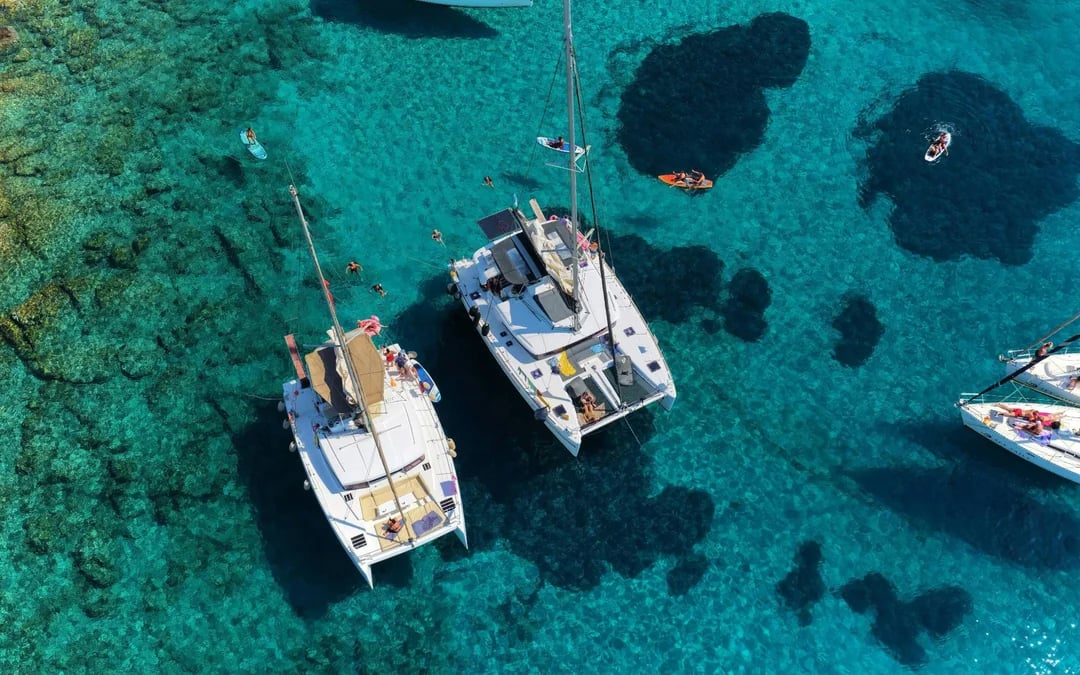 From Heraklion: Dia Island Luxury Catamaran Cruise with Brunch & Water Activities Image 1