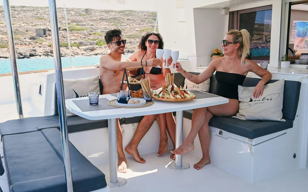 From Heraklion: Dia Island Luxury Catamaran Cruise with Brunch & Water Activities Image 4