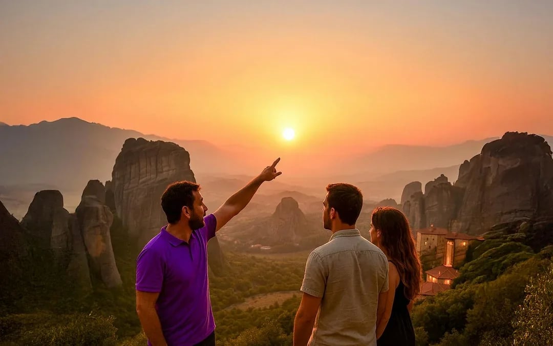 From Meteora: Monasteries & Caves Morning or Sunset Guided Tour Image 1