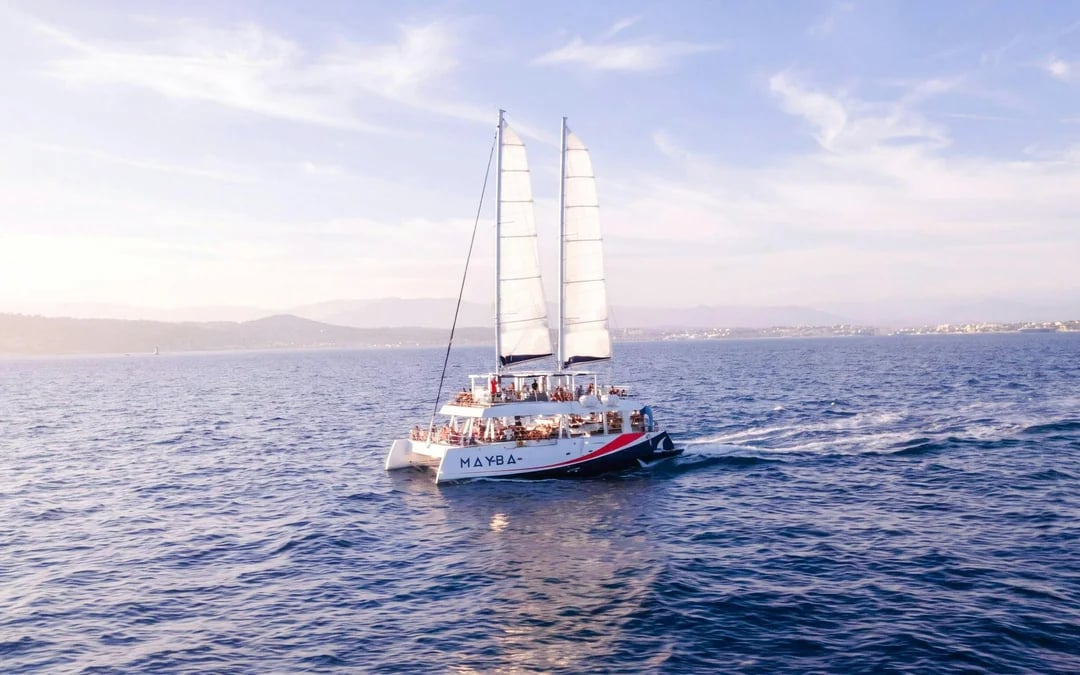 From Nice: Sunset Catamaran Cruise with Apéritif and Snorkeling Image 1