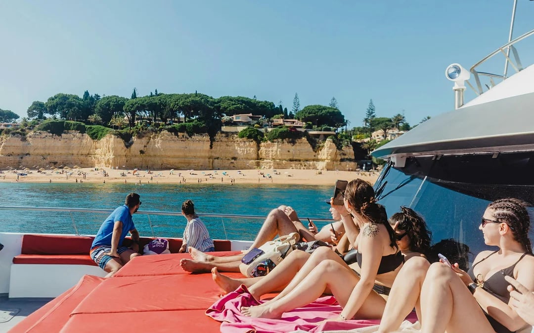From Portimão: Benagil Cave and Coastline Catamaran Cruise with Brunch Option Image 1