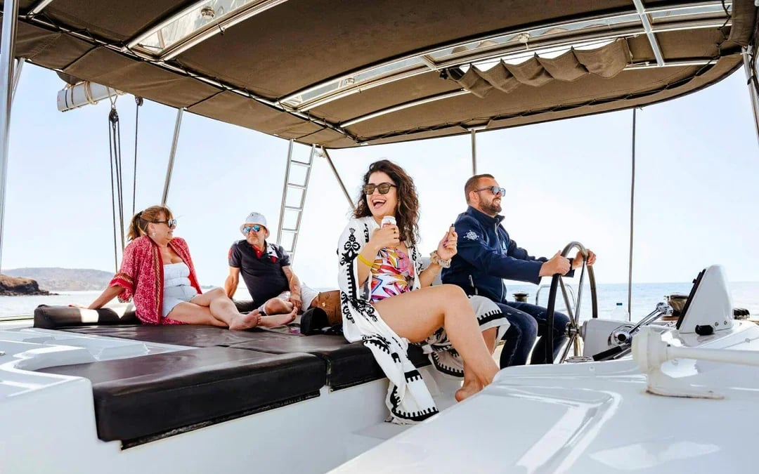 From Santorini: Premium Catamaran Cruise with Meal, Drinks & Transfers Image 9
