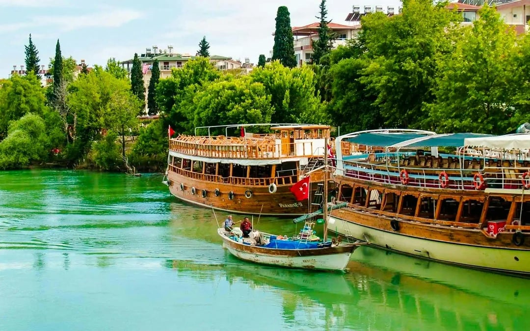 From Side: Manavgat River Cruise with Lunch, Waterfall Stop and Bazaar Visit Image 3