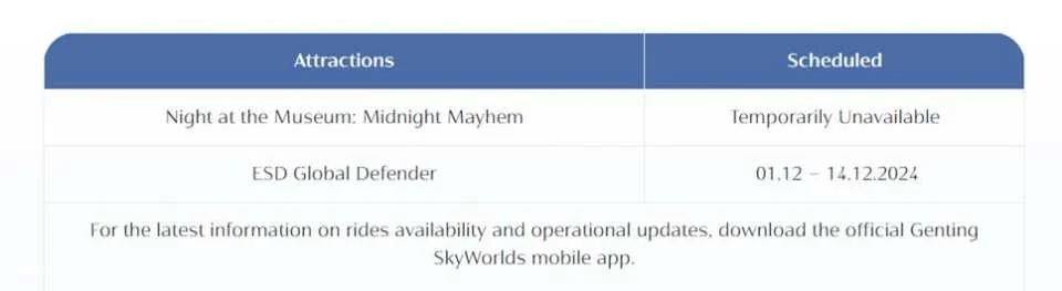 Genting Skyworlds Theme Park Ticket | Malaysia