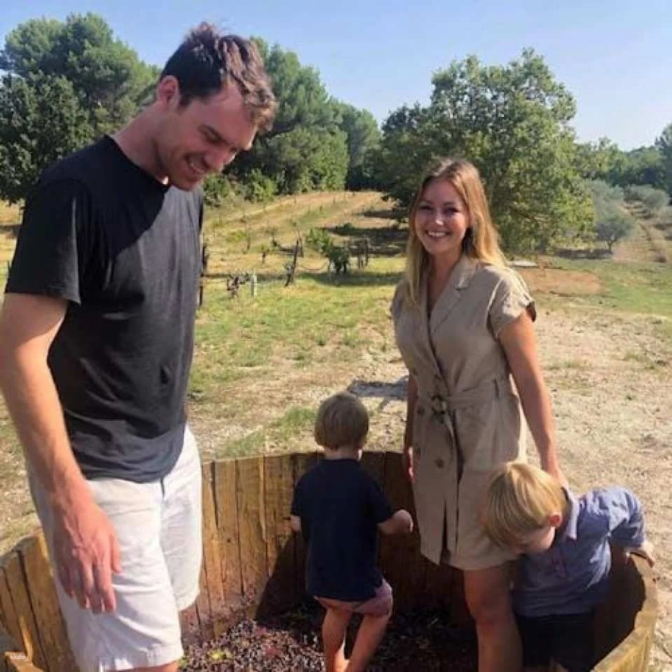 Grape stomping experience at Les Pastras