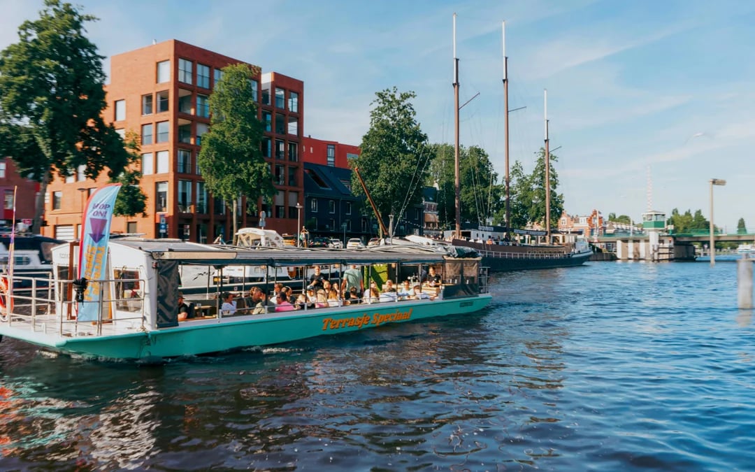 Groningen: Terrace Boat Experience with a Cozy bar Image 1