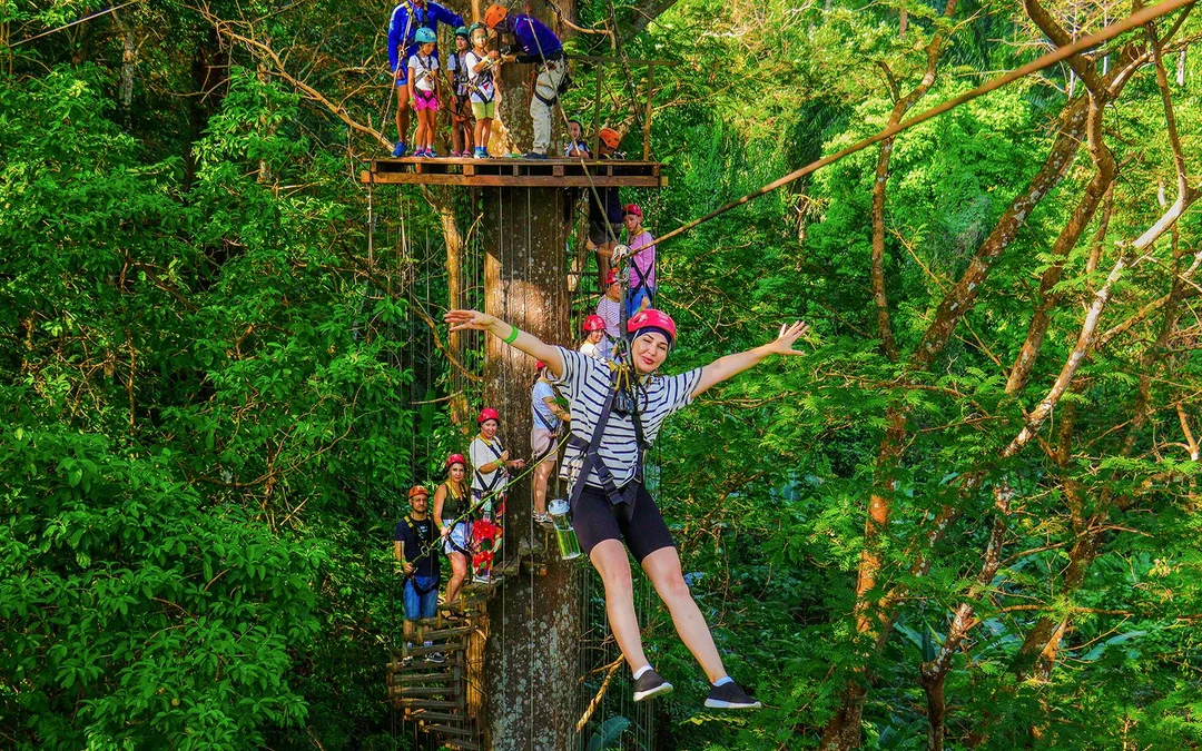 Hanuman World A+ Combo: 32 Zipline Platforms + Roller Zipline + Sky Walk + Meal with Round-Trip Transfers Image 1