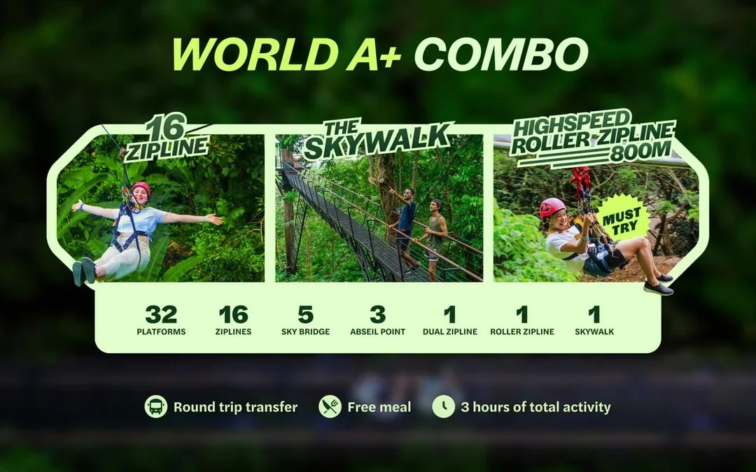 Hanuman World A+ Combo: 32 Zipline Platforms + Roller Zipline + Sky Walk + Meal with Round-Trip Transfers Image 2