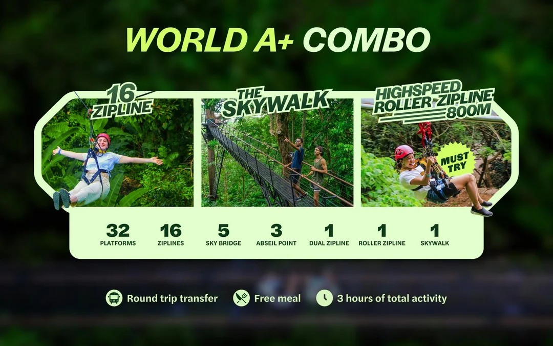 Hanuman World A+ Combo: 32 Zipline Platforms + Roller Zipline + Sky Walk + Meal with Round-Trip Transfers Image 2