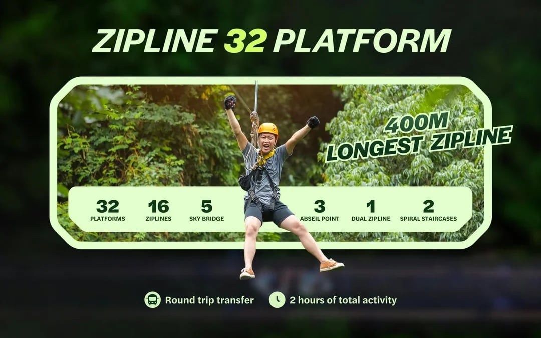 Hanuman World A+ Combo: 32 Zipline Platforms + Roller Zipline + Sky Walk + Meal with Round-Trip Transfers Image 3