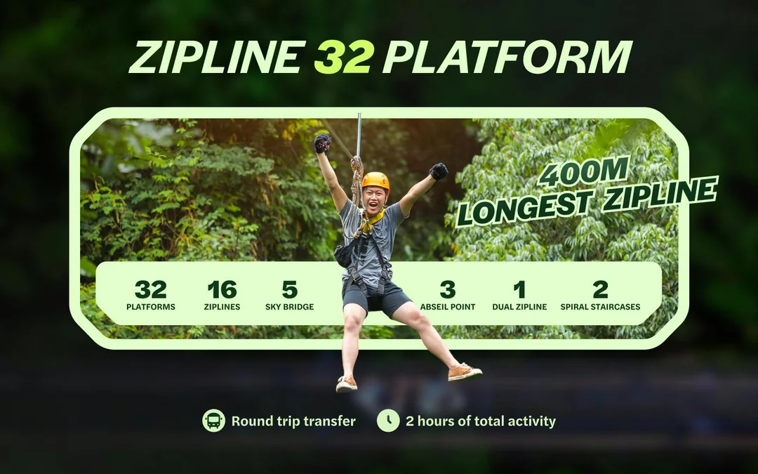Hanuman World A+ Combo: 32 Zipline Platforms + Roller Zipline + Sky Walk + Meal with Round-Trip Transfers Image 3
