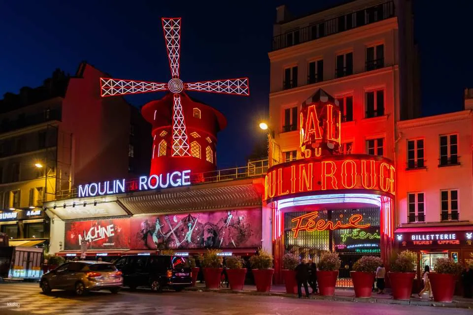 Moulin Rouge Cabaret Show with Dinner or Drinks & Paris City Tour | France