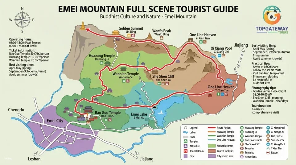 中國四川|峨眉山風景區門票 （中國四大佛教名山之一/索道觀光車組合票）