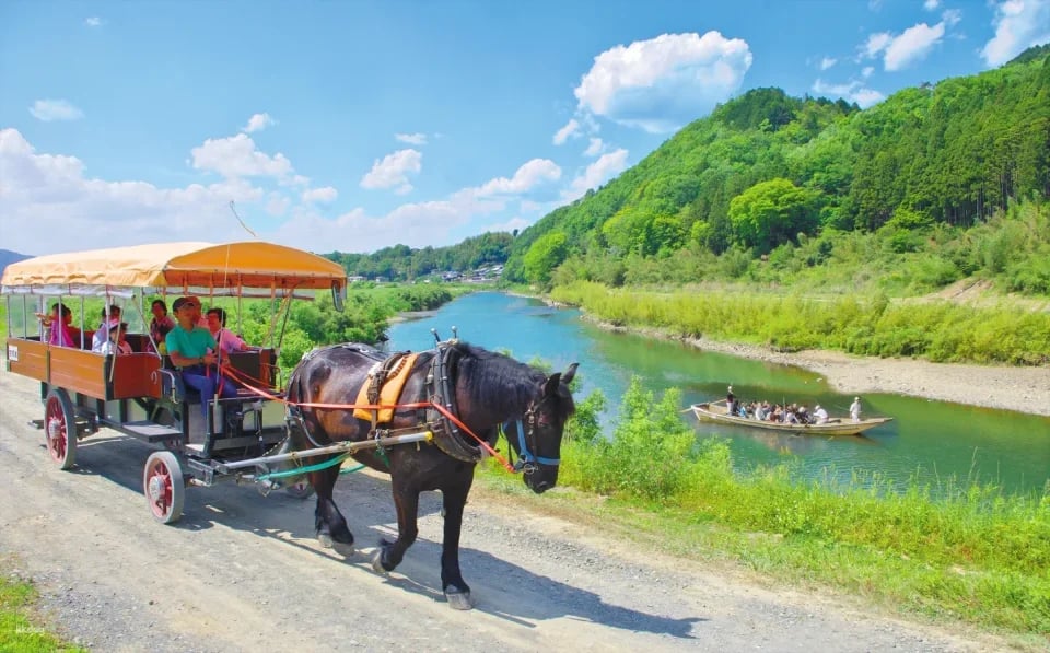 Kyoto Kameoka-kyo Horse-Drawn Carriage Tour | A Leisurely Horse-Drawn Carriage Trip to the Hozu River Cruise Pier
