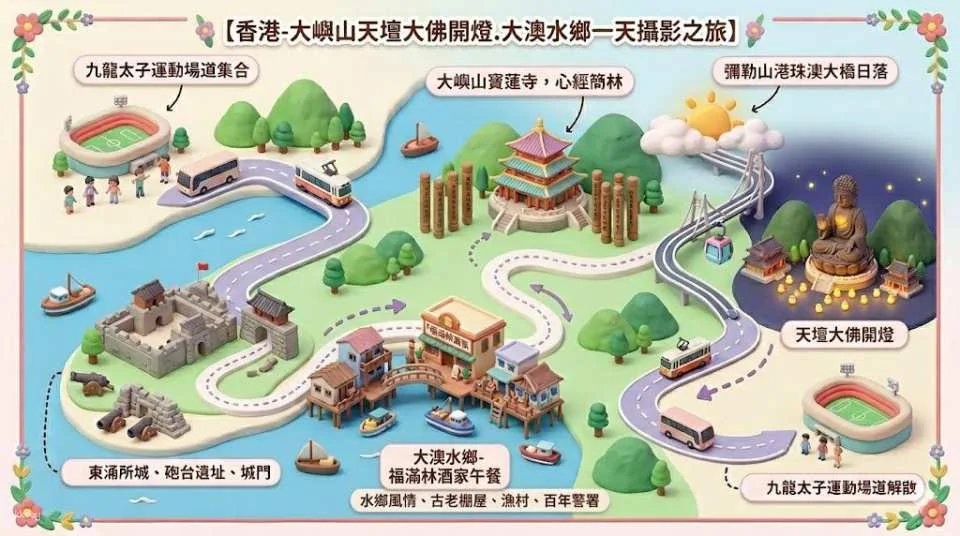 Hong Kong Lantau Island Tian Tan Buddha Lighting Ceremony | Hong Kong “Venice” Tai O Water Village | Tai O Local Cuisine “Fook Mun Lam Restaurant” | 1-Day Photography Tour | Professional Photographer Guidance Included | No Guide & Driver Service Fee