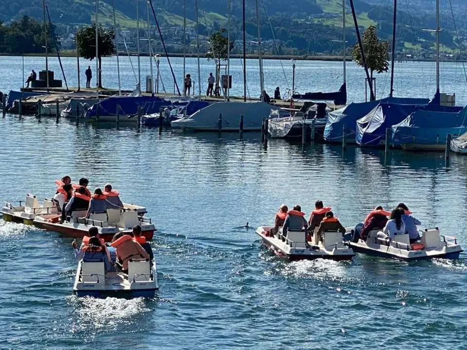 Pedalo race team event on Lake Zurich