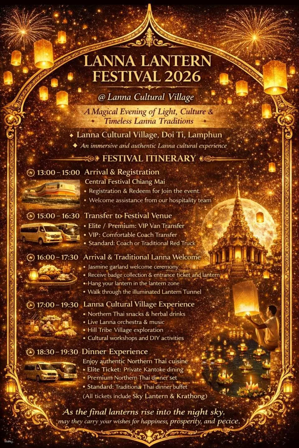Lanna Lantern Festival 2026 at Lanna Cultural Village in Lamphun from Chiang Mai I Thailand