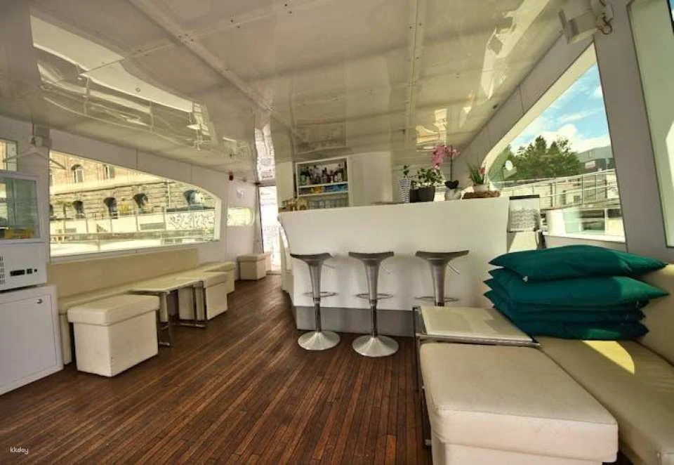 Solar-powered catamaran cruise on Berlin's Spree River at sunset