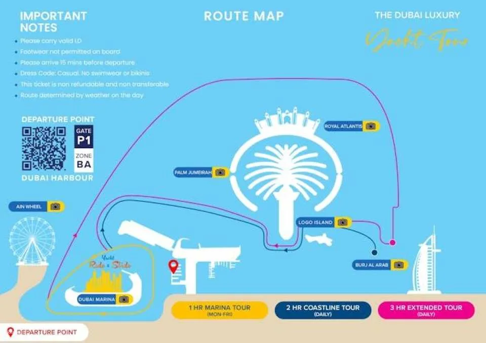 2-hour luxury yacht cruise in Dubai's Burj coastline with dining
