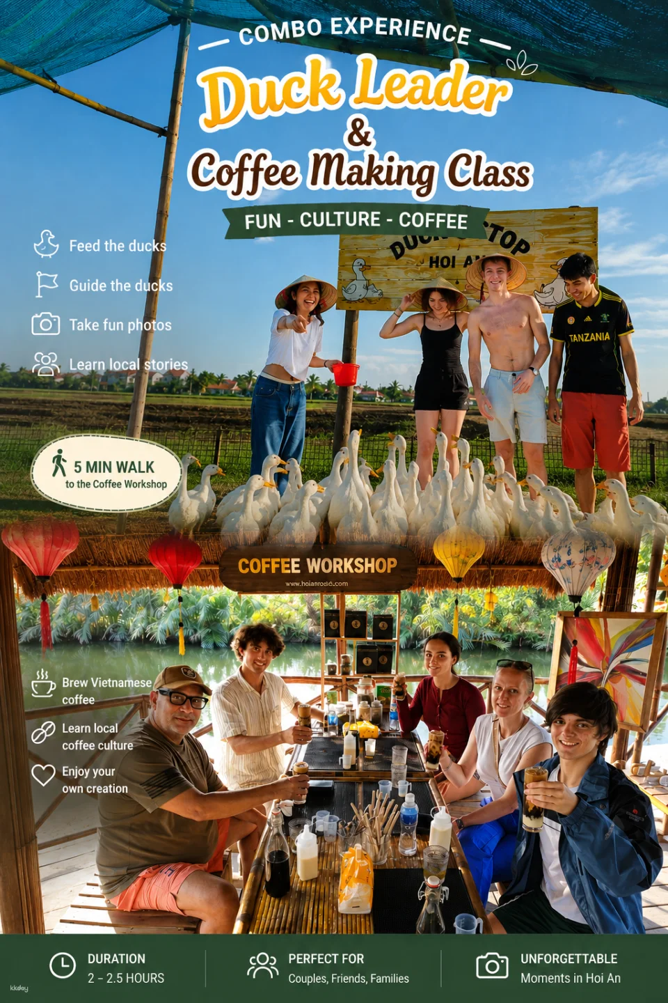 Hoi An: Vietnamese Coffee Workshop & Duck Stop Experience