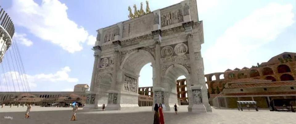 Outside Colosseum virtual reality experience with audio guide