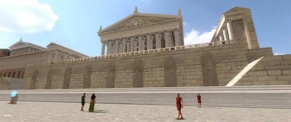 Outside Colosseum virtual reality experience with audio guide